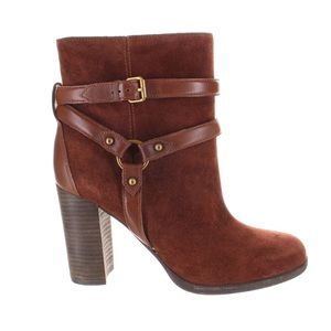 UGG DANDRIDGE SUEDE LEATHER HARNESS ANKLE BOOTS MAHOGANY NWT